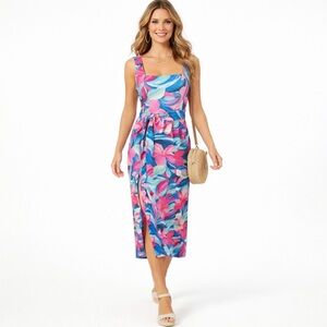 Show Me Your Mumu Eden Midi Dress in Hibiscus Punch Tropical Floral  Sz S🧡
